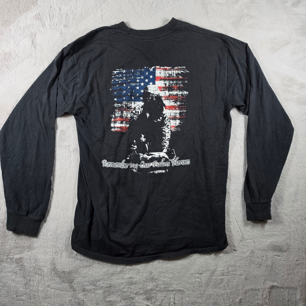 Unbranded Graphic T-Shirt Men‎ M Black Long Sleeve Freedom Is Not Free Military